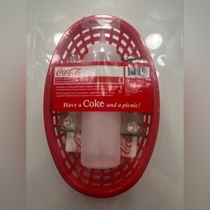 Coca-Cola Picnic Set New Sealed Retro Red BBQ Serving Baskets & Glass Shakers
